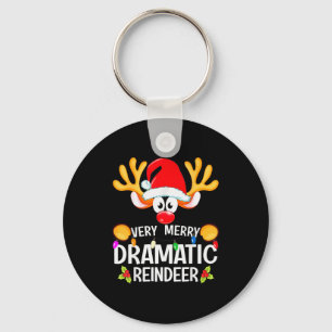 Matching Christmas Very Merry Dramatic Reindeer  Key Ring