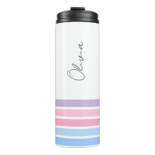 Matching Colour Stripes Personalised Thermal Tumbler