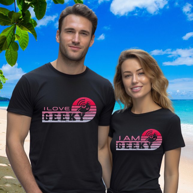 Matching Couple Name Date on Back I Love Geeky T-Shirt (Creator Uploaded)