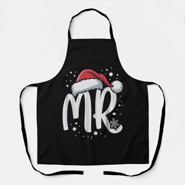 Matching Couples Mr Mrs Wedding Xmas Ugly Santa  Apron (Front)