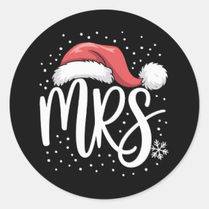 Matching Couples Mr Mrs Wedding Xmas Ugly Santa Classic Round Sticker