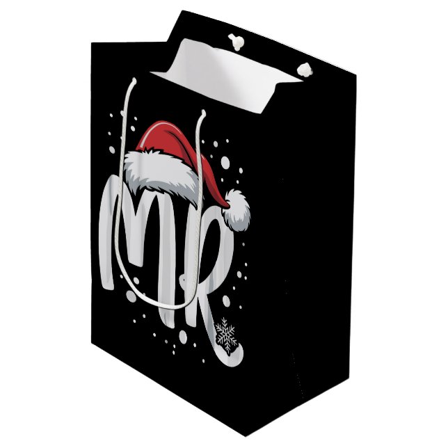 Matching Couples Mr Mrs Wedding Xmas Ugly Santa  Medium Gift Bag (Front Angled)