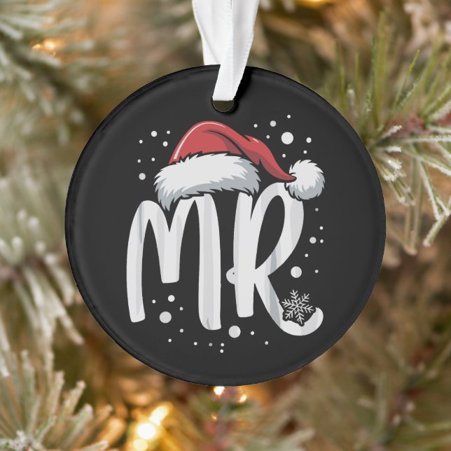 Matching Couples Mr Mrs Wedding Xmas Ugly Santa  Ornament (Tree)