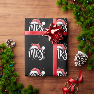 Matching Couples Mr Mrs Wedding Xmas Ugly Santa Wrapping Paper
