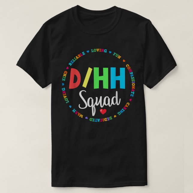 Matching DHH Teacher Deaf Hard of Hearing ASL Squa T-Shirt (Design Front)
