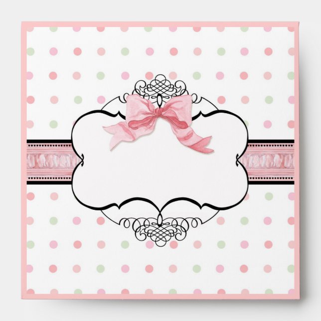 Matching Envelope - French Bow Dot Swirl v3 (Front)