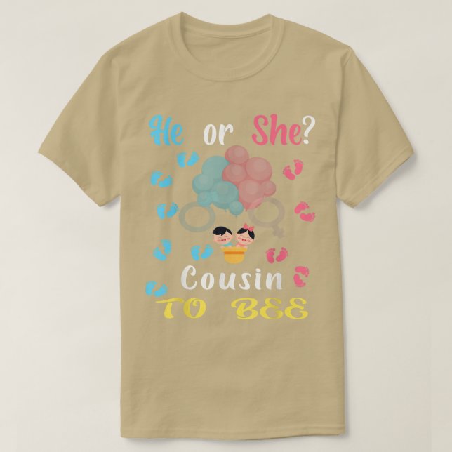 matching family baby party Gender reveal he or she T-Shirt (Design Front)