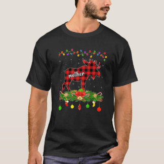 Matching Family Buffalo Plaid Mother Moose Christm T-Shirt
