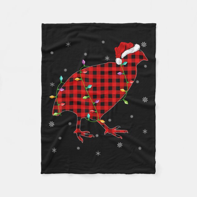 Matching Family Buffalo Plaid Quail Bird Christmas Fleece Blanket (Front)