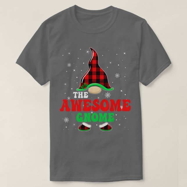 Matching Family Buffalo Plaid The Awesome Gnome Ch T-Shirt (Design Front)