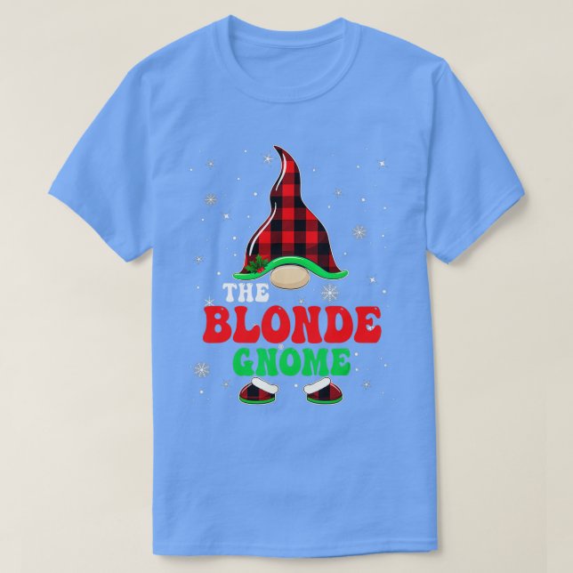 Matching Family Buffalo Plaid The Blonde Gnome Chr T-Shirt (Design Front)