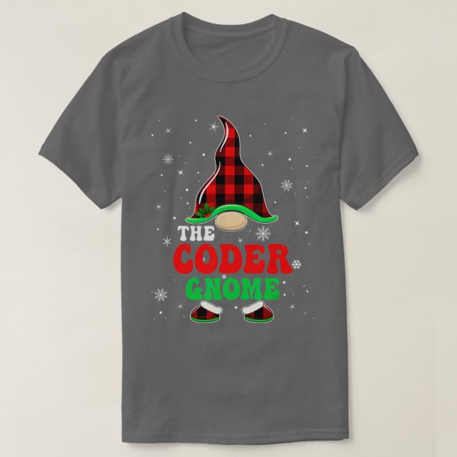 Matching Family Buffalo Plaid The Coder Gnome Chri T-Shirt (Design Front)