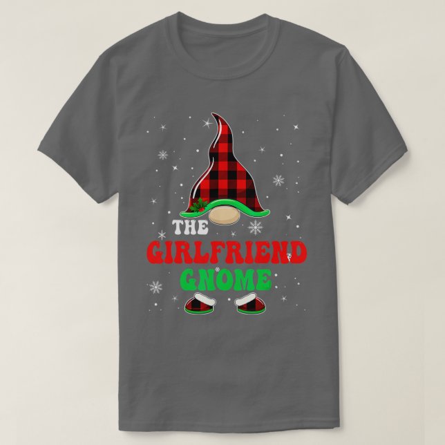 Matching Family Buffalo Plaid The Girlfriend Gnome T-Shirt (Design Front)