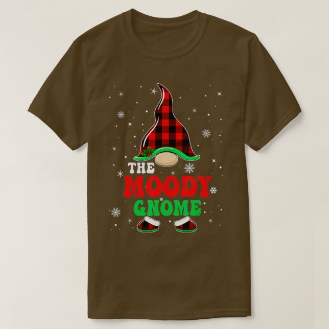 Matching Family Buffalo Plaid The Moody Gnome Chri T-Shirt (Design Front)