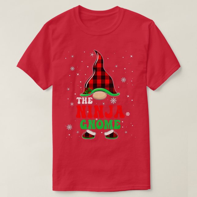 Matching Family Buffalo Plaid The Ninja Gnome Chri T-Shirt (Design Front)