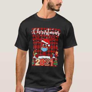 Matching Family Christmas 2021 Plaid Mask Rudolph T-Shirt