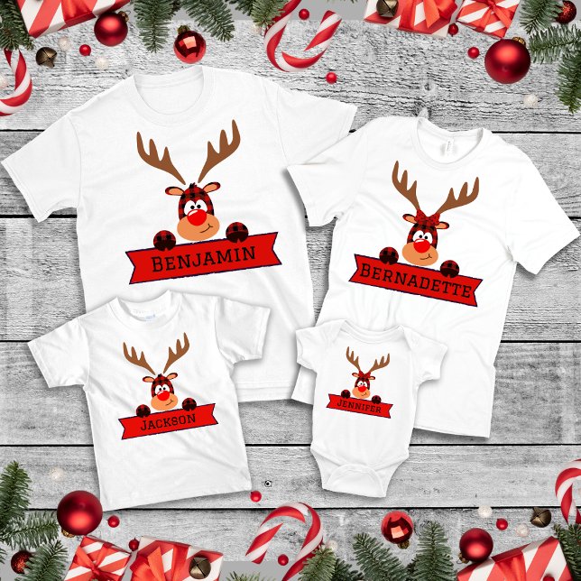 Matching Family Christmas Buffalo Plaid Reindeer  Baby T-Shirt (Creator Uploaded)