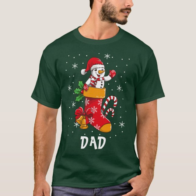 Matching Family Christmas Holiday Dad Custom Name T-Shirt (Front)