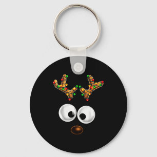 Matching Family Christmas Reindeer Face Christmas Key Ring