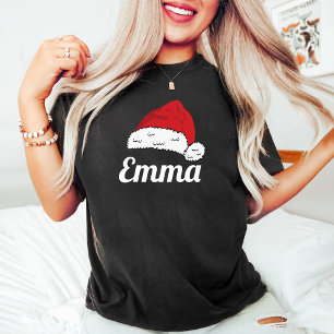 Matching Family Christmas Santa Hat Name T-Shirt