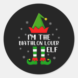 Matching Family Funny I'm The Biathlon Lover Elf C Classic Round Sticker