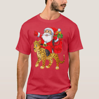 Matching Family Funny Santa Riding Leopard Christm T-Shirt