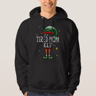 Matching Family Funny The Tired Mum Elf Christmas Hoodie