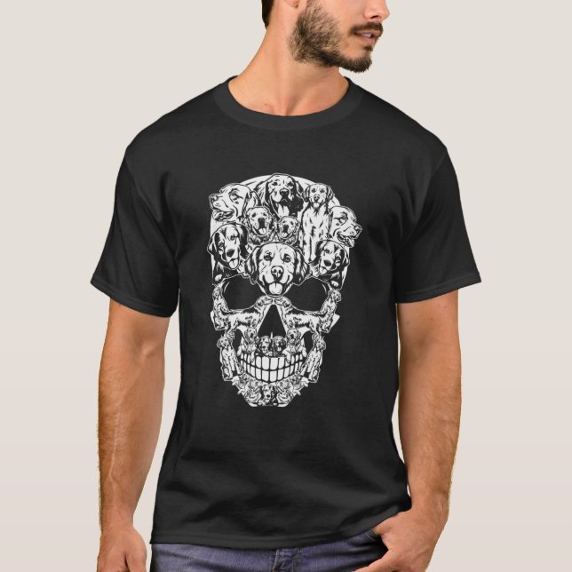 Matching Family Golden Retriever Dog Skull Costume T-Shirt (Front)