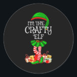 Matching Family Group I'm The Crafty Elf Christmas Classic Round Sticker<br><div class="desc">Matching Family Group I'm The Crafty Elf Christmas</div>