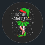 Matching Family Group I'm The Crafty Elf Christmas Classic Round Sticker<br><div class="desc">Matching Family Group I'm The Crafty Elf Christmas</div>