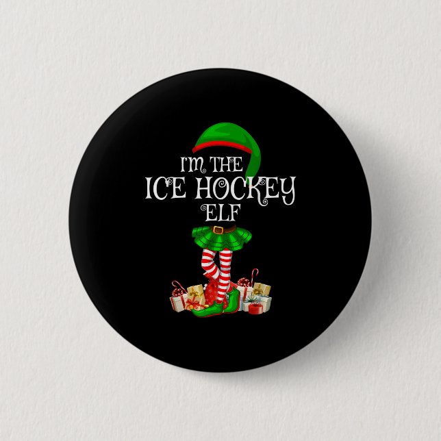 Matching Family Group I'm The Ice Hockey Elf Chris 6 Cm Round Badge (Front)