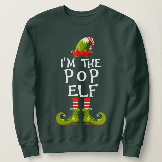 Matching Family Group I'm The Pop Elf Christmas Sweatshirt (Design Front)