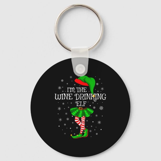 Matching Family Group I'm The Wine Drinking Elf Ch Key Ring (Front)