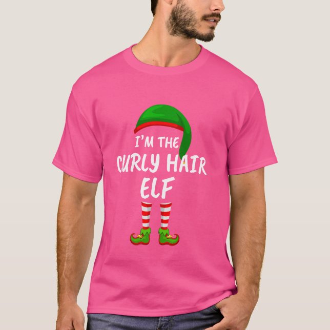 Matching Family I'm The Curly Hair Elf Christmas T-Shirt (Front)