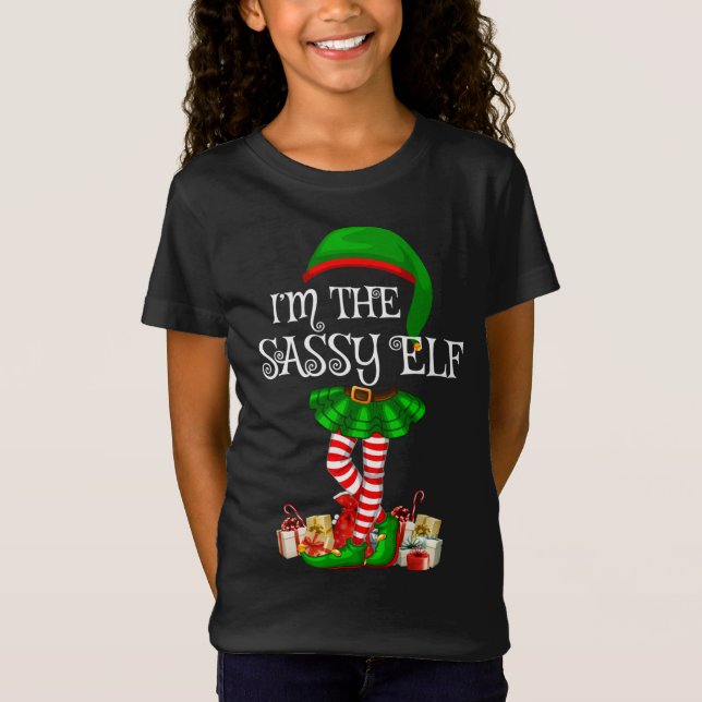 Matching Family I'm The Sassy Elf Christmas T-Shirt (Front)