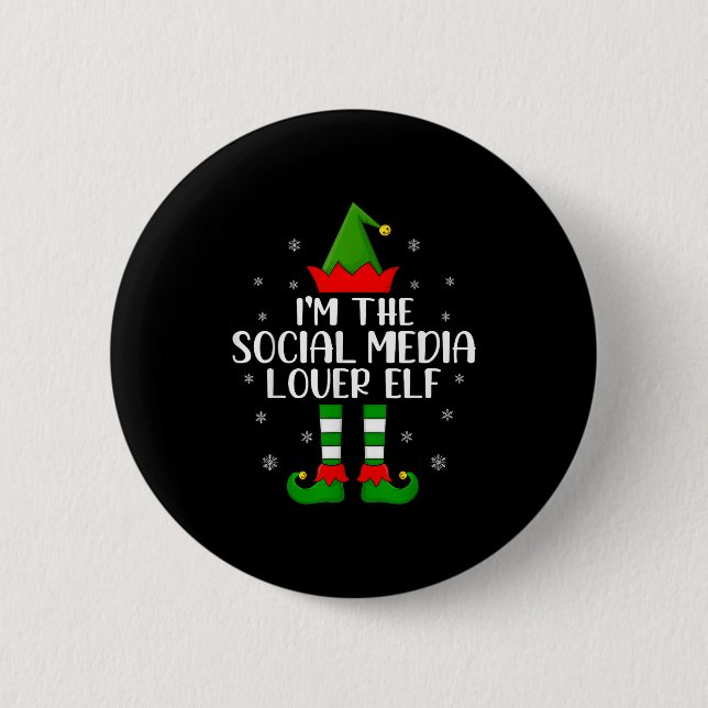Matching Family I'm The Social Media Lover Elf Chr 6 Cm Round Badge (Front)