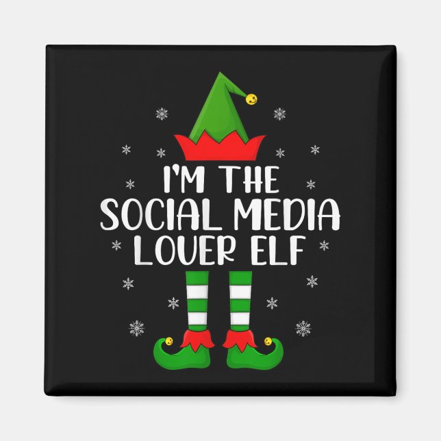 Matching Family I'm The Social Media Lover Elf Chr Magnet (Front)