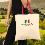 Matching Family Italy Trip Italian Flag Custom Tote Bag<br><div class="desc">Travelling to Italy with your family or a travel group? Then this tote bag is perfect - design features the Italian flag and 2 lines of custom text. Add your family or group name, date of vacation or any custom text. Simple and classic - the perfect for your Italian adventures...</div>