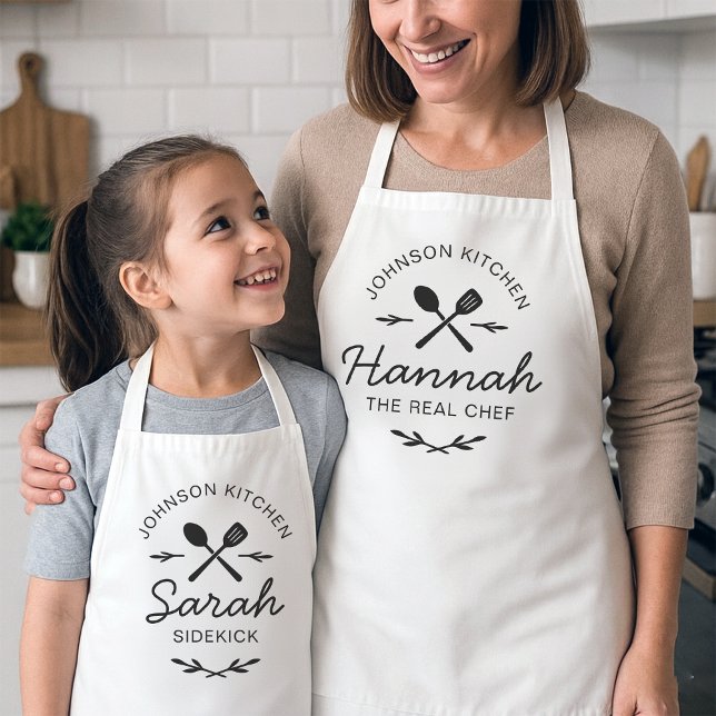 Matching Family Kitchen Aprons with Custom Names a (Creator Uploaded)
