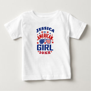 Matching Family Name 4th of July All American Girl Baby T-Shirt