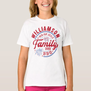 Matching Family Name 4th of July Red White Blue  T-Shirt