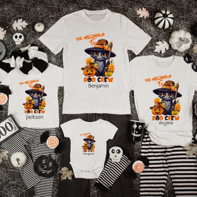 Matching Family Name Halloween Cat Pumpkin T-Shirt (Creator Uploaded)