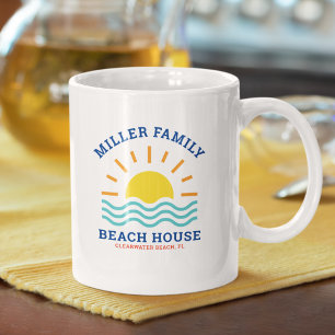 Matching Family Name Summer Sunset Beach House Coffee Mug