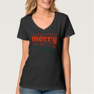 Matching Family Pajama Red And Green Stacked Merry T-Shirt