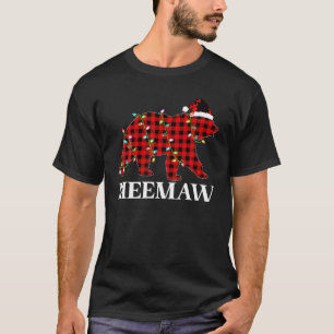Matching Family Pyjamas Buffalo Plaid Meemaw Bear T-Shirt