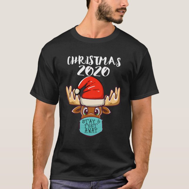 Matching Family Rudolph Reindeer Stay 6 Feet Chris T-Shirt (Front)