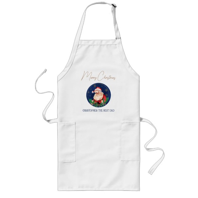 Matching Family Santa Claus Vintage Christmas Long Apron (Front)