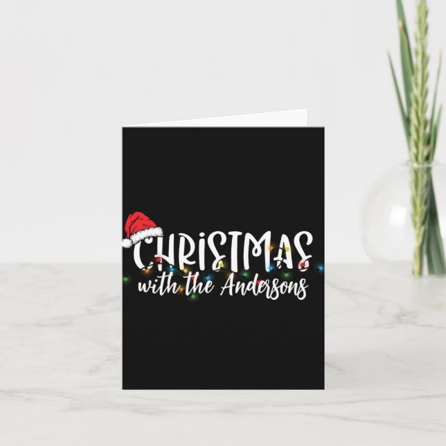 Matching Family String Lights Santa Hat Christmas  Card (Front)