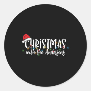 Matching Family String Lights Santa Hat Christmas Classic Round Sticker