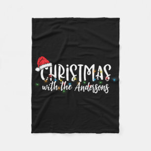 Matching Family String Lights Santa Hat Christmas  Fleece Blanket